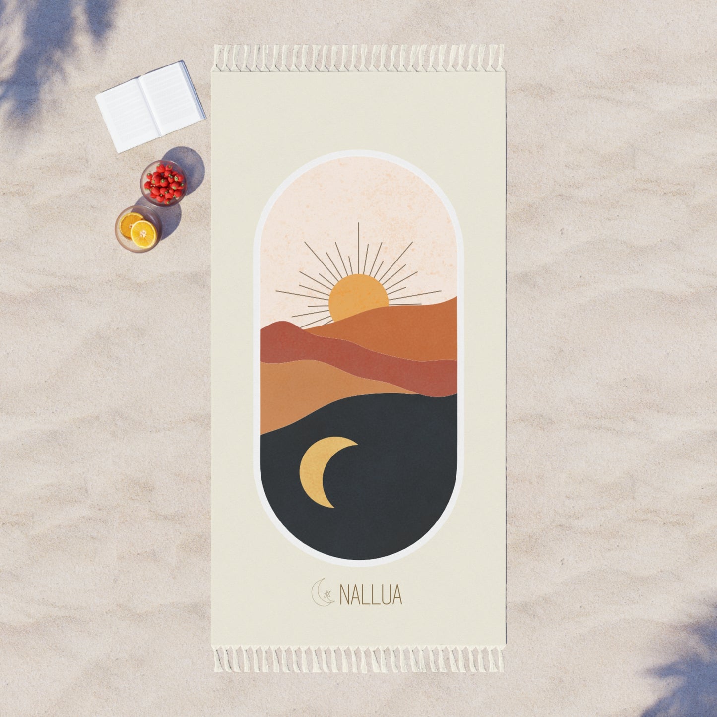 Nallua Boho Beach Throw Blanket - Sunset & Moon