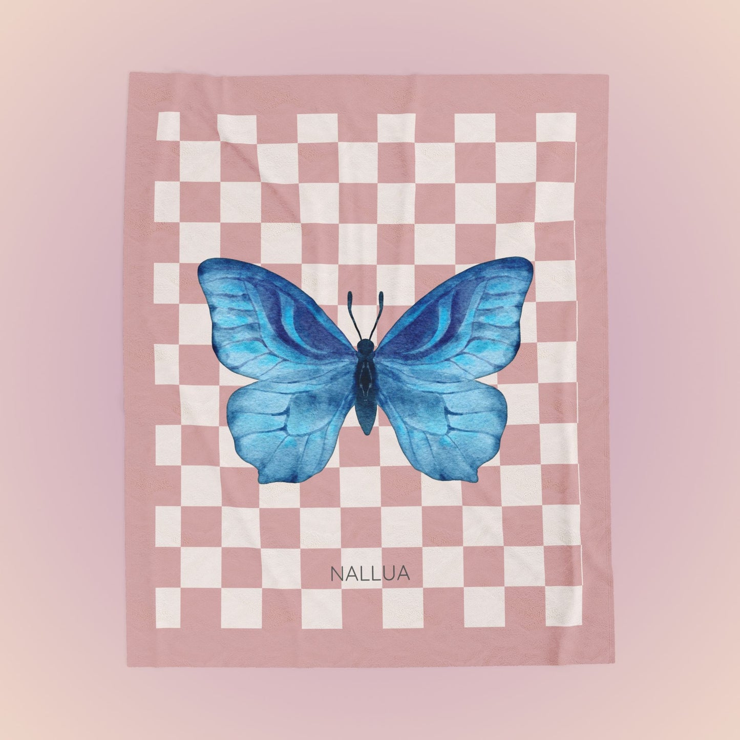 Blue Butterfly Velveteen Plush Blanket