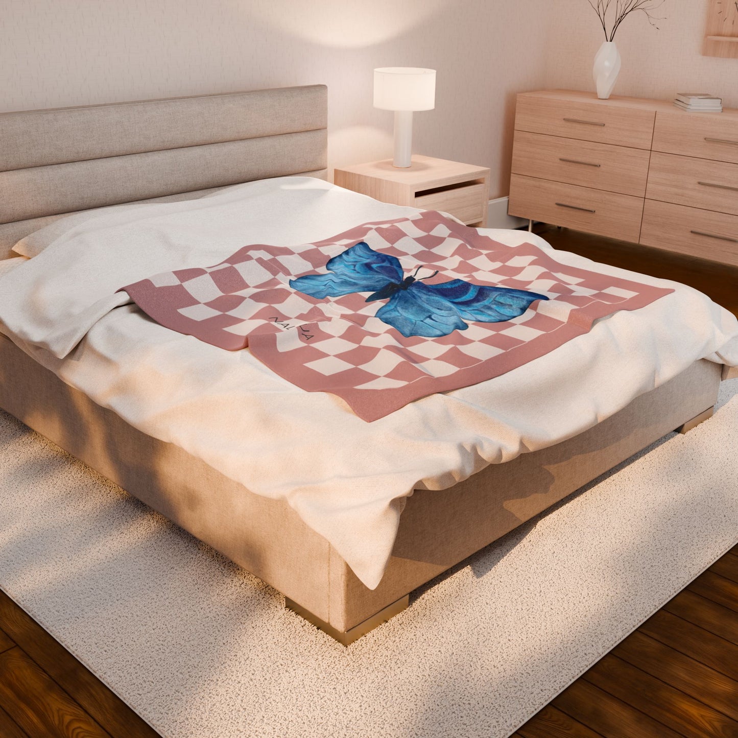 Blue Butterfly Velveteen Plush Blanket