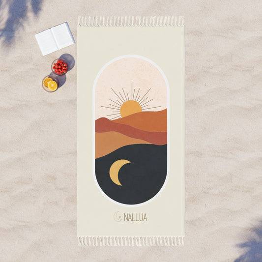 Nallua Boho Beach Throw Blanket - Sunset & Moon
