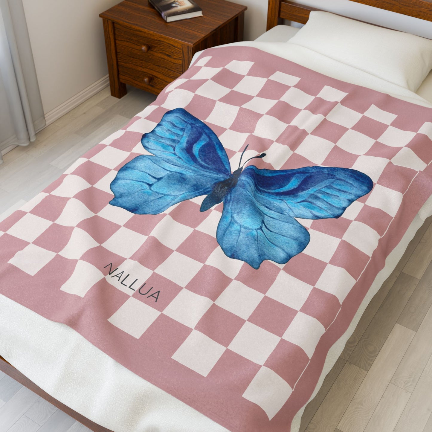 Blue Butterfly Velveteen Plush Blanket