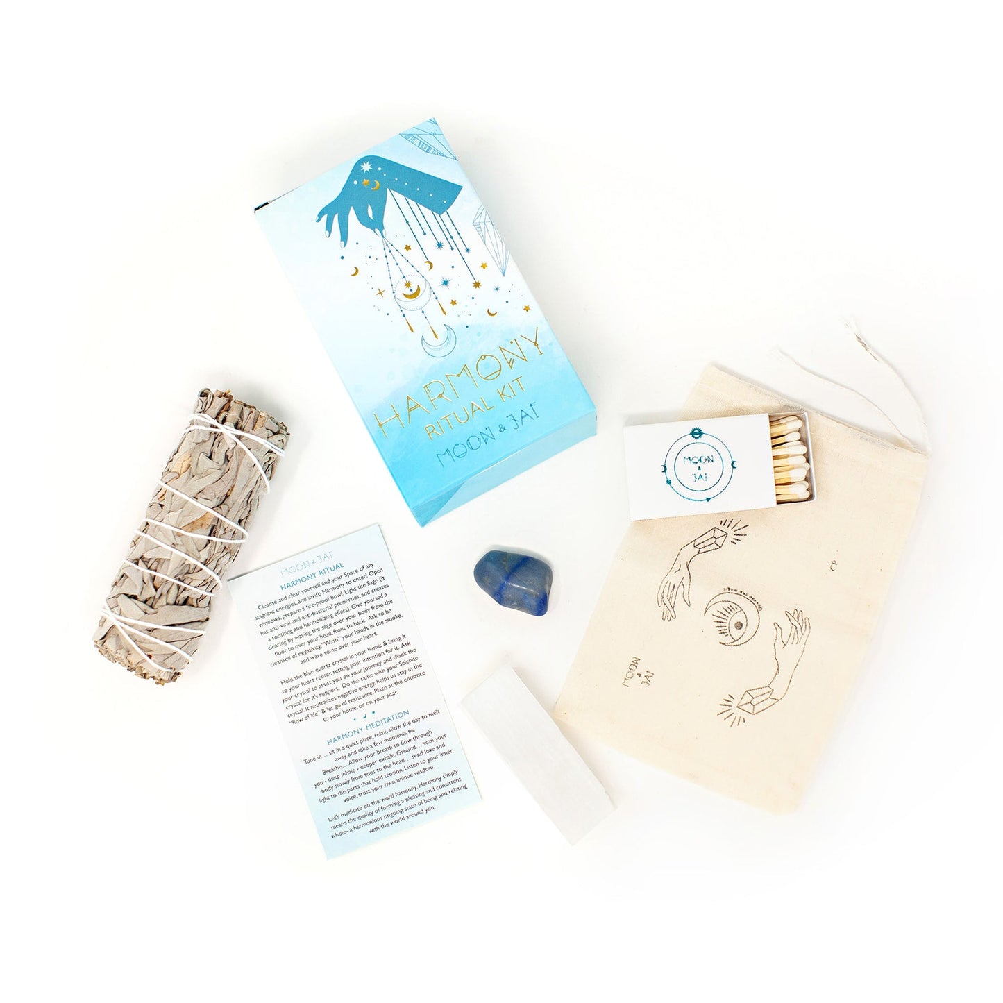 Harmony Ritual Kit with Selenite, and Tumbled Blue Quartz